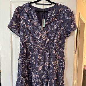 Anthropologie Navy Floral Mini Dress